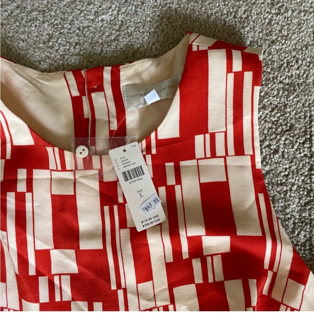 Anthropologie Corey Lynn Calter Cut Out Jumpsuit Red and White Abstract NWT L - Picture 5 of 7